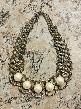 Dynamite Gold-Tone Faux Pearl Statement Necklace